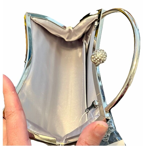 Silver Rhinestone Convertible Crossbody Clutch Purse Evening Bag D'Margeaux NWT - Picture 11 of 15